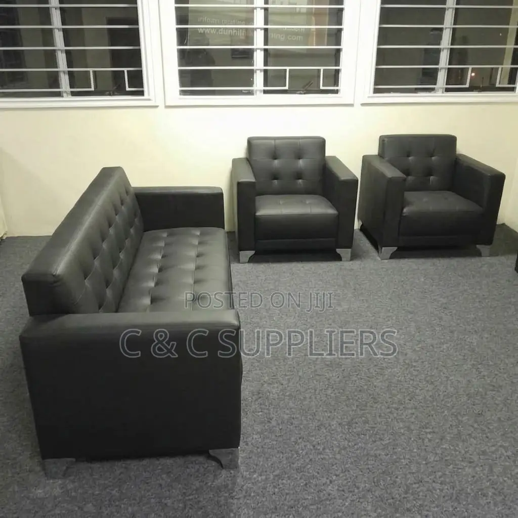Black 5-Seater Upholstered Sofa Set.