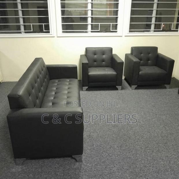 Black 5-Seater Upholstered Sofa Set. - main view