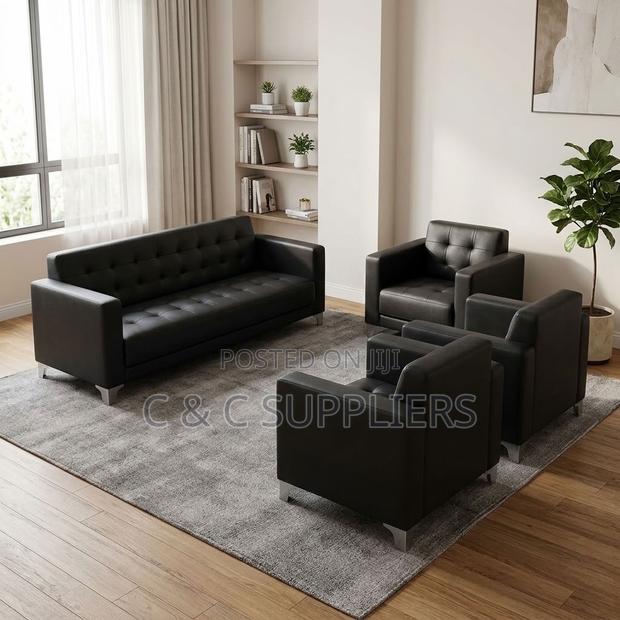 Black 5-Seater Upholstered Sofa Set. - thumbnail 5