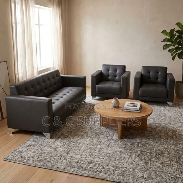 Black 5-Seater Upholstered Sofa Set. - thumbnail 8
