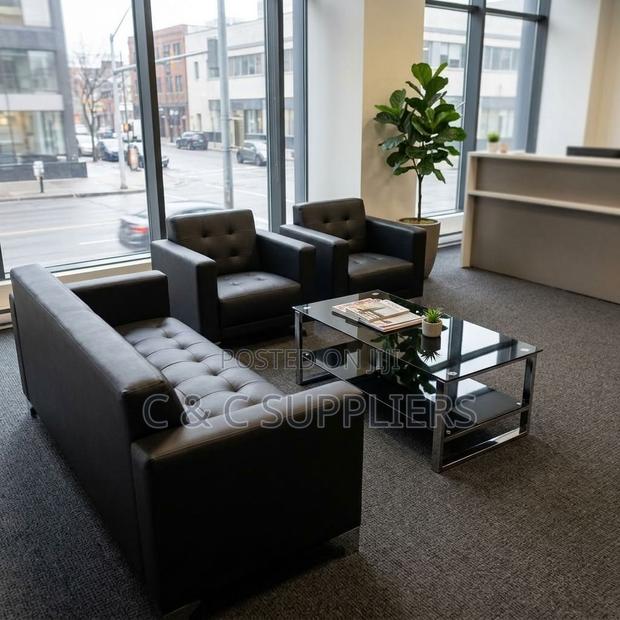 Black 5-Seater Upholstered Sofa Set. - thumbnail 4