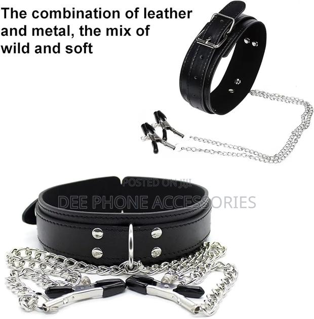 Leather Collar With Nipple Clamps - thumbnail 3