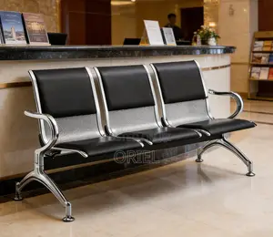 3-Seater Heavy-Duty Steel Waiting Bench – Commercial Reception Seat