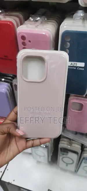 Light Pink Soft-Touch Silicone Case for an Apple iPhone 15 Pro Max