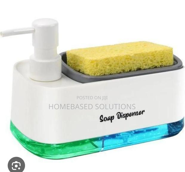2 Compartment Soap Tap Double Soap Pump Sponge Caddy Dish Cleaning Kit - main view