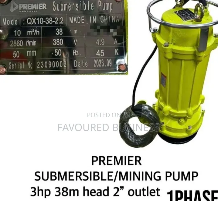 Good Performance 3hp Submersible Mining Pump/ Top 38m Head Mining Pump