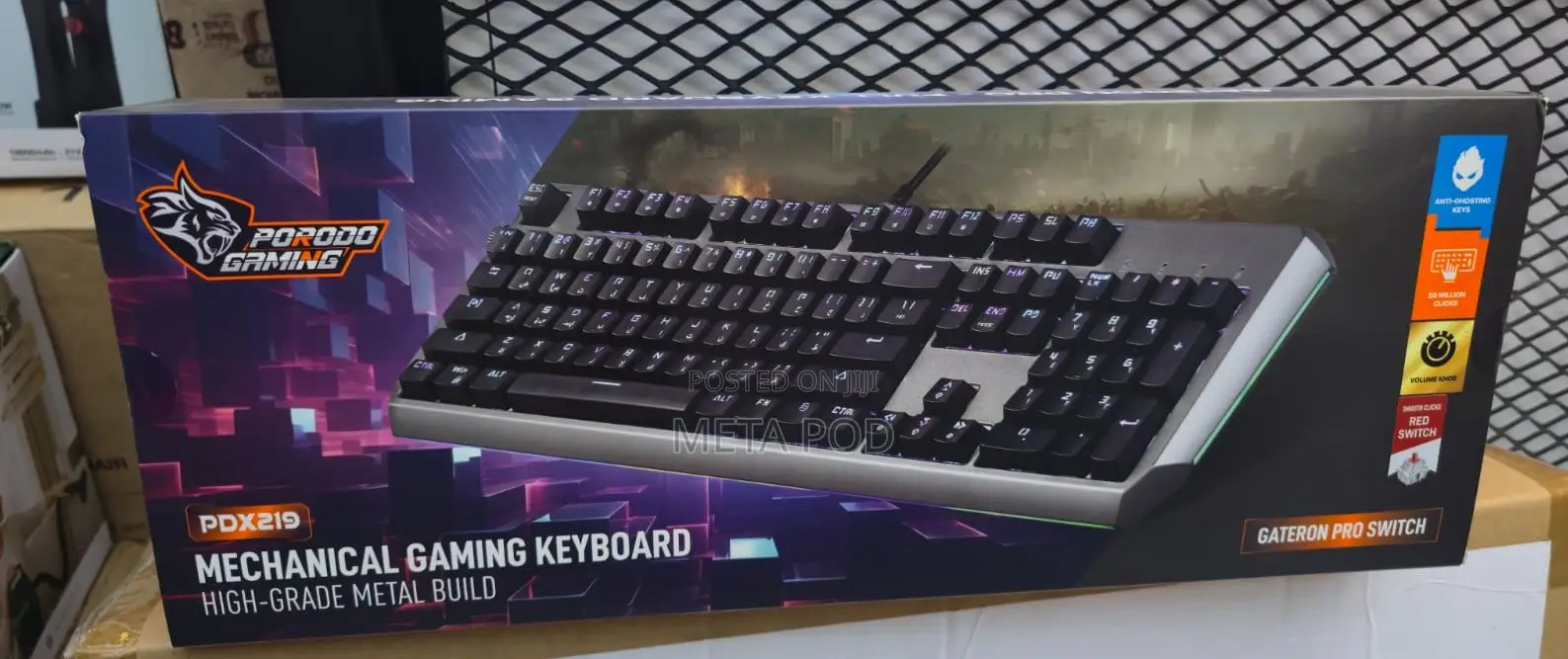 Porodo PDX219 Full-Size Wired Mechanical Gaming Keyboard - Black