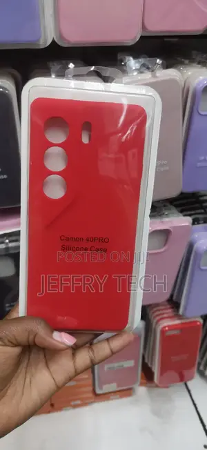 Red Silicone Phone Case Specifically Tailored for Tecno Camon 40 Pro