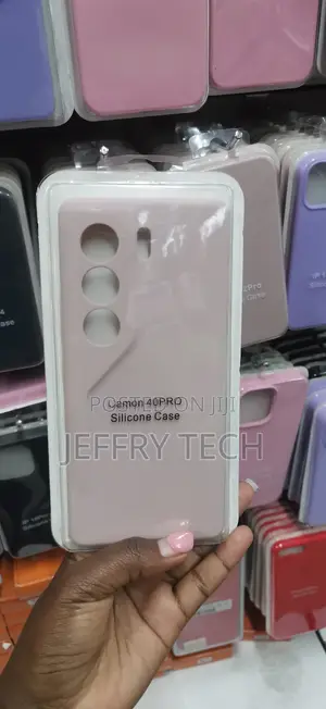 Red Silicone Case Inside a Clear Plastic Text on the Camon 40PRO Case