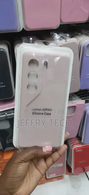Red Silicone Case Inside a Clear Plastic Text on the Camon 40PRO Case