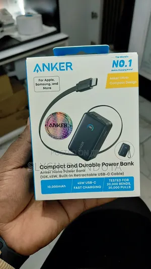 Anker Nano Power Bank (10K, 45W, Built-in Retractable USB-C Cable),