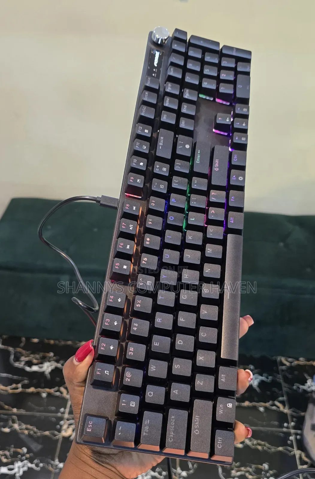 RGB Mechanical Gaming Keyboard – USB Wired, Volume Knob