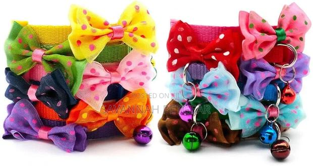 Adjustable Nylon Cat Kitten Collars With Removable Bows & Jingle Bells - main view