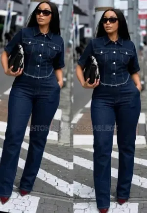 Ladies Structured Two Pieces Denim Set