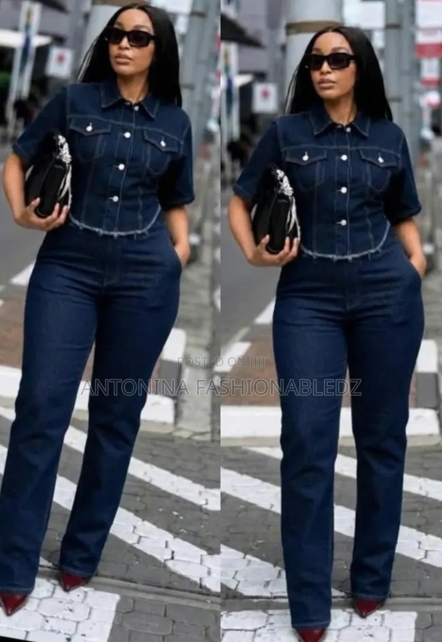 Ladies Structured Two Pieces Denim Set