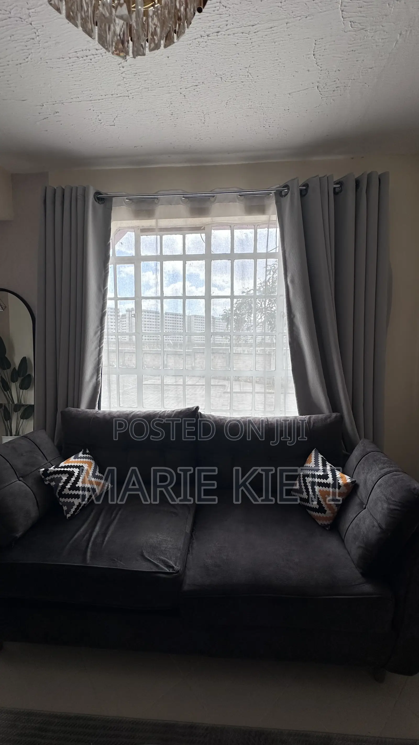 Spring Cushion Sofa Gray 3 Seater