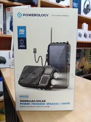 Powerlogy FM Radio Solar Wireless Power Bank - Black