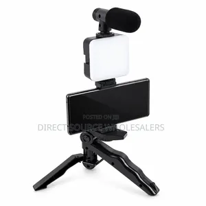 Smartphone Vlogging Kit With Microphone, LED Light & Tripod