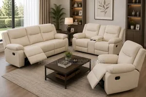 Cream White Six-Seater Recliner Sofa
