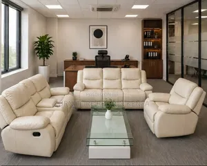 Six-Seater Light Gray Recliner Sofa