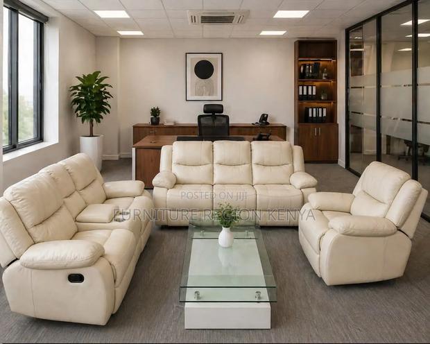 Six-Seater Light Gray Recliner Sofa - thumbnail 2