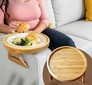 Round Bamboo Sofa Arm Rest Organizer