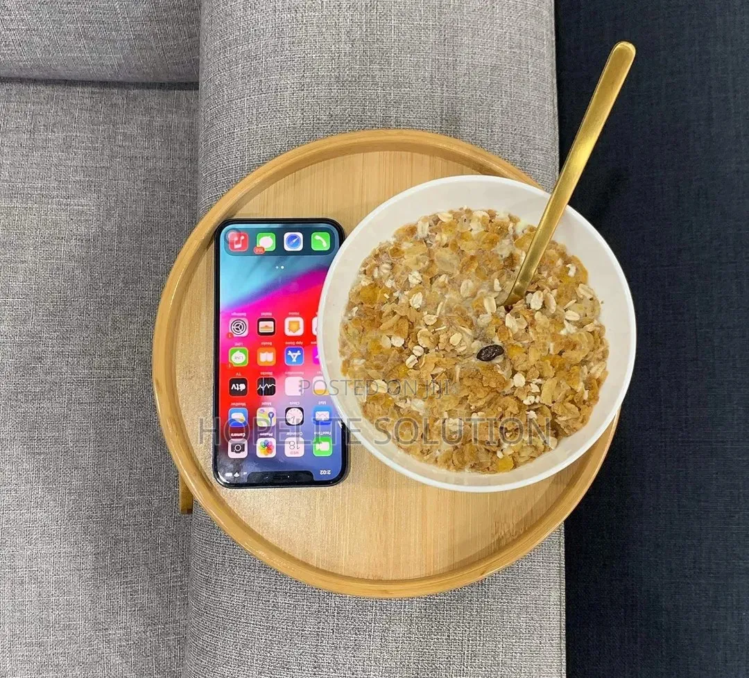 Round Bamboo Sofa Arm Rest Organizer