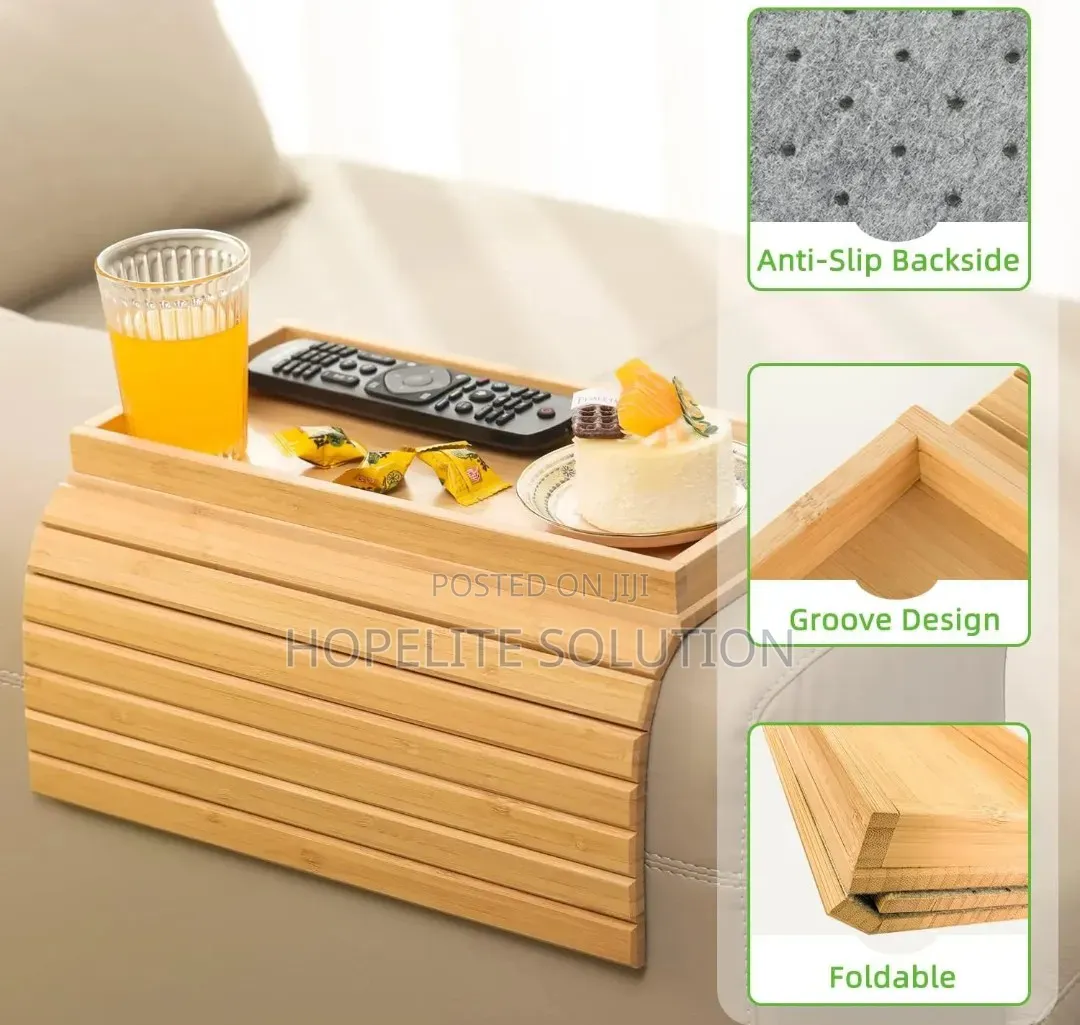 Foldable Bamboo Sofa Arm Rest Organizer