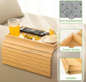 Foldable Bamboo Sofa Arm Rest Organizer