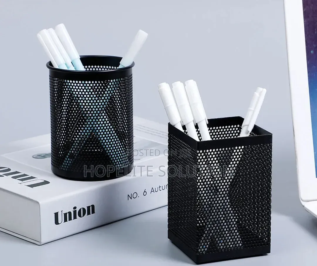 Black Metalic Mesh Pen ,Pencil Cup Organizer Square and Round