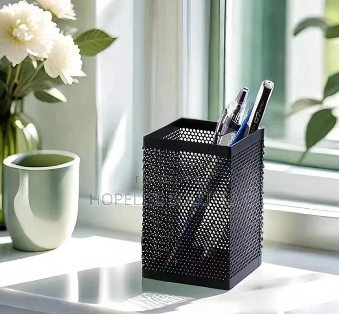 Black Metalic Mesh Pen ,Pencil Cup Organizer Square and Round