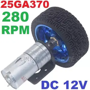25GA370 12V 280RPM DCGeared Motor With Rubber Wheel & Mounting Bracket