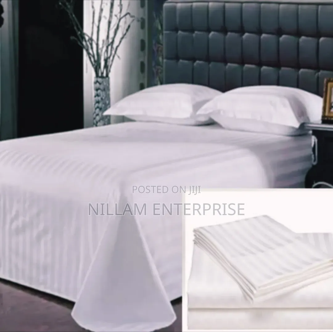 Hotel Quality White Stripped Bedsheet Set*