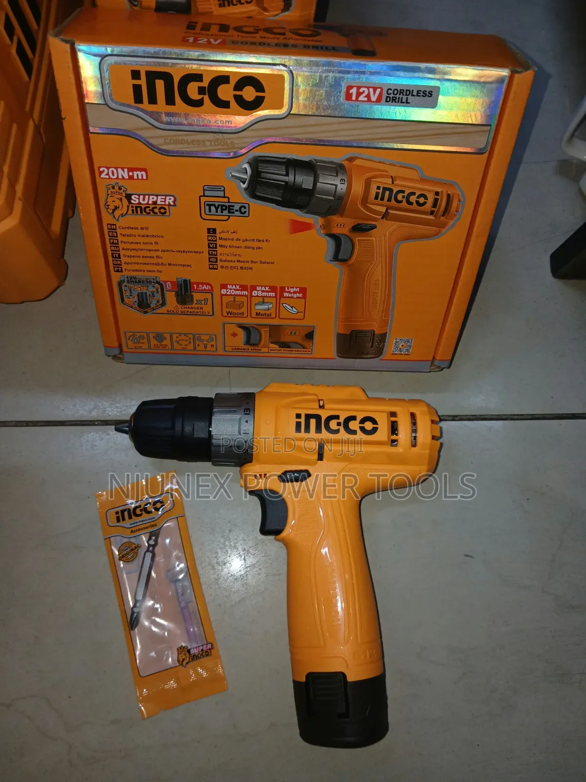 Ingco 12V Cordless Drill (20N·m, Model CDLI12456 )