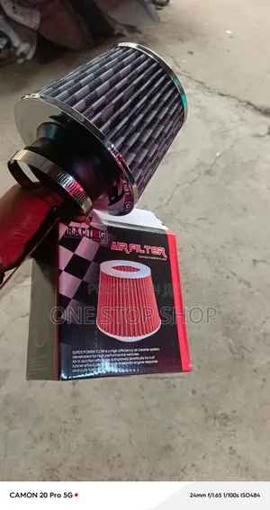 76mm Carbon Fiber Design Pleated Mesh Design Air Filter With Baseclamp