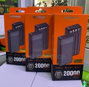 20000mH Amaya Superfast Powerbank Wit 4in1 Intergrated Charging Cables