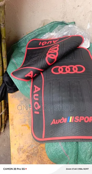 5pc Heavy Duty Audi Floor Mats With Distinct Red Trim Iconic Logo