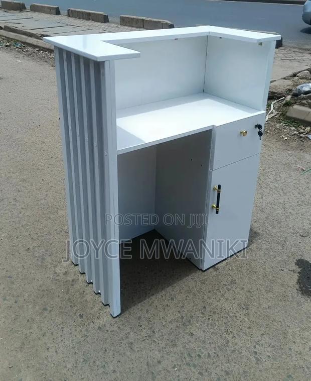 Reception White Desk With Drawers - main view