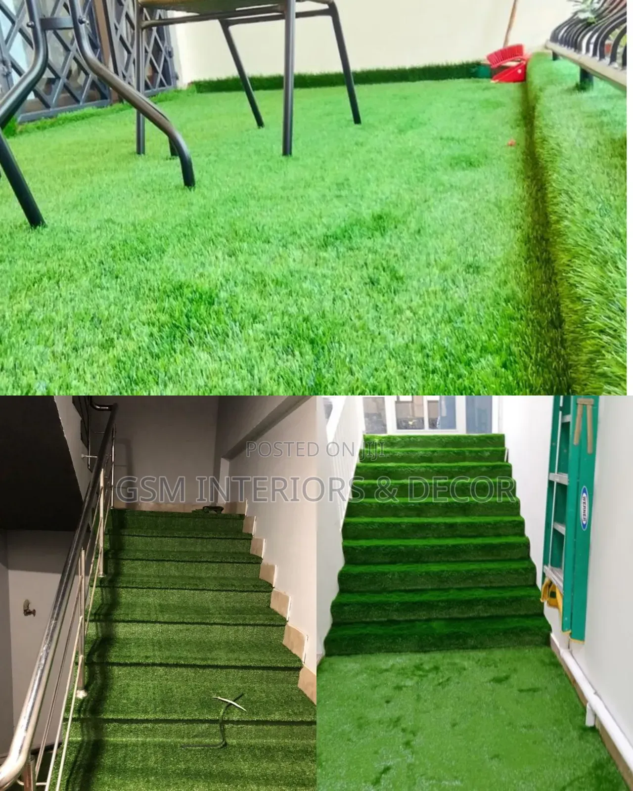 Artificial Green Grass Carpets for Acsending Staircases and Landings