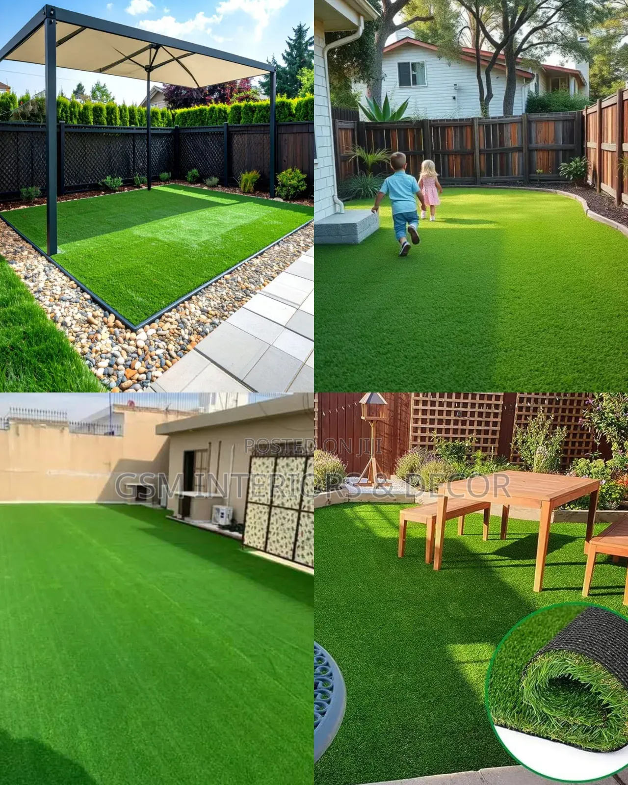 Artificial Green Grass Carpets for Outside Compound on Gravels