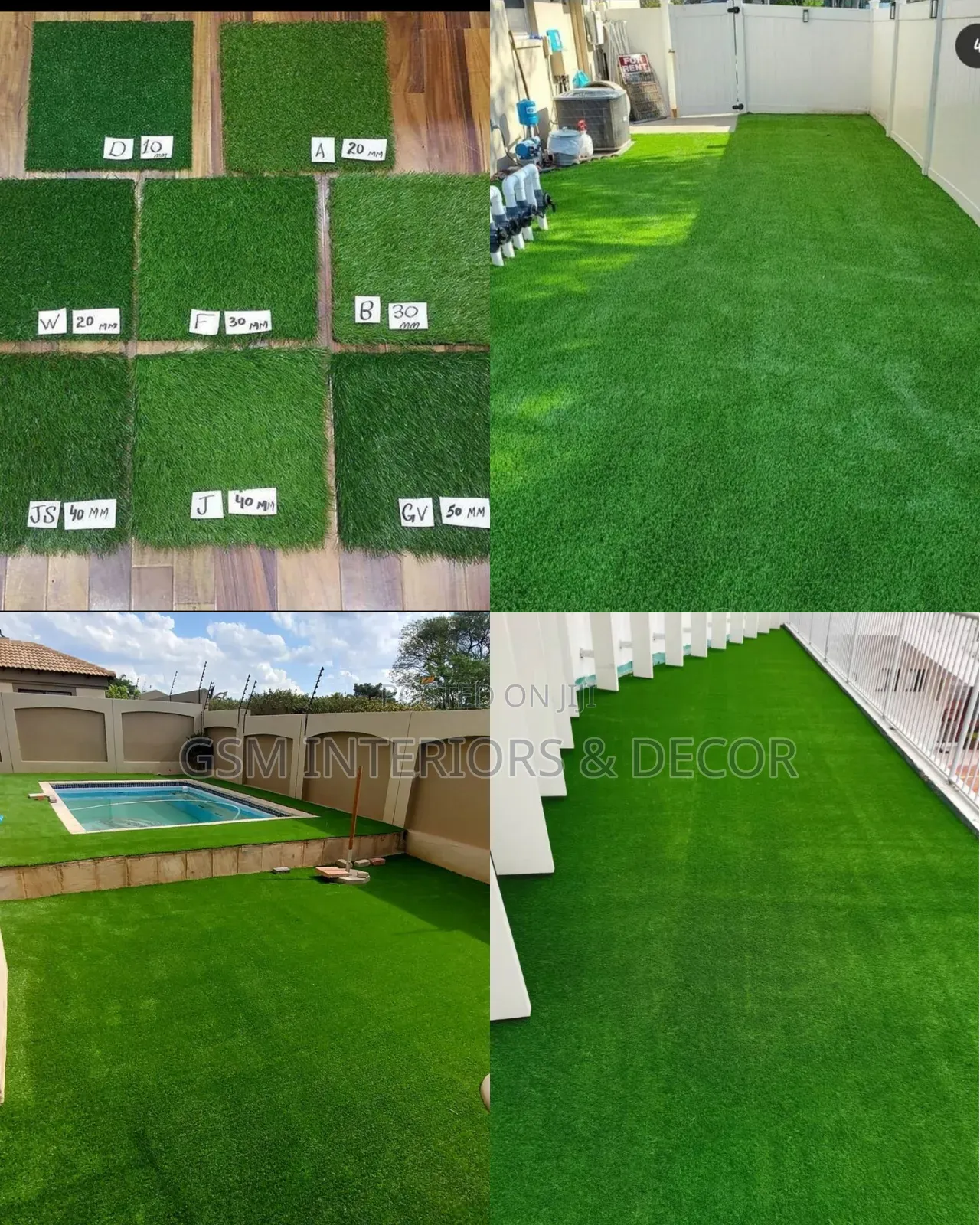 Artificial Green Grass Carpets Charts for diffrent.milimeters