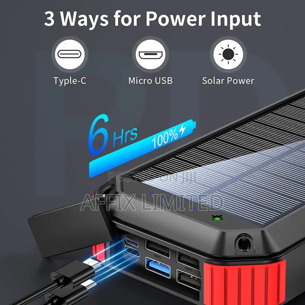 30000mAh Solar Power Bank With Wireless Charging