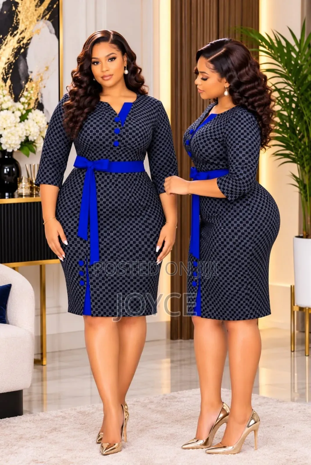 Checked Dress With a Coloured Belt