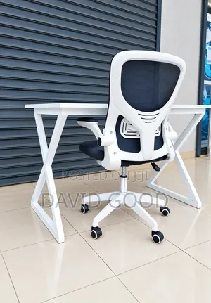 Double Pedestal Desk and Grey Ergonomic Mid Back Chair