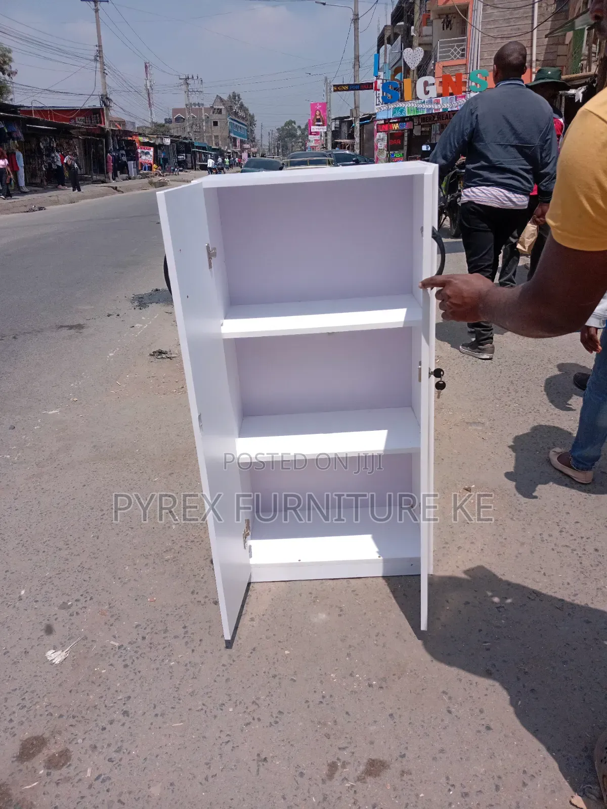 White 2 Door Office Storage Cabinet With 3 Shelves