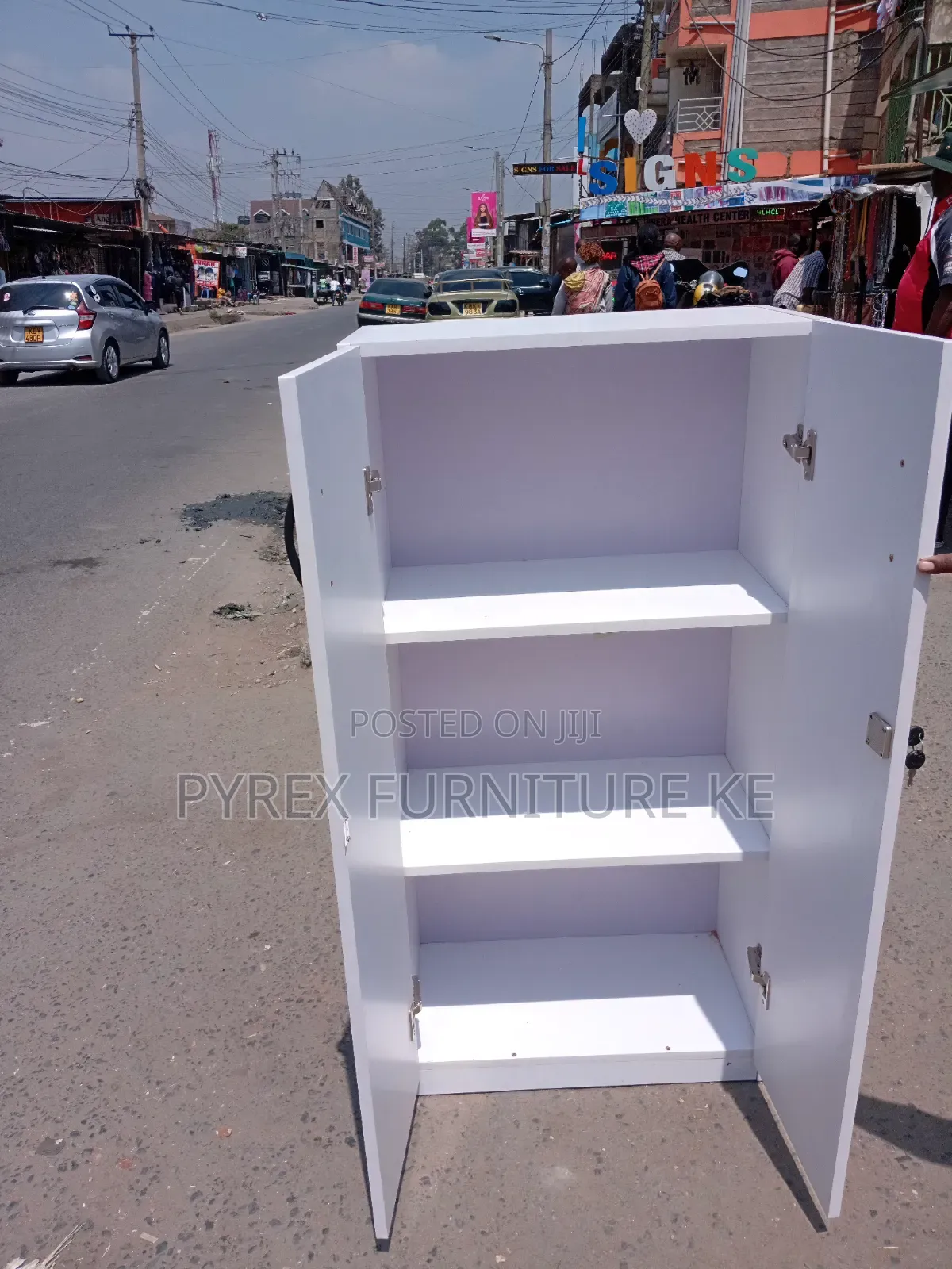 White 2 Door Office Storage Cabinet With 3 Shelves