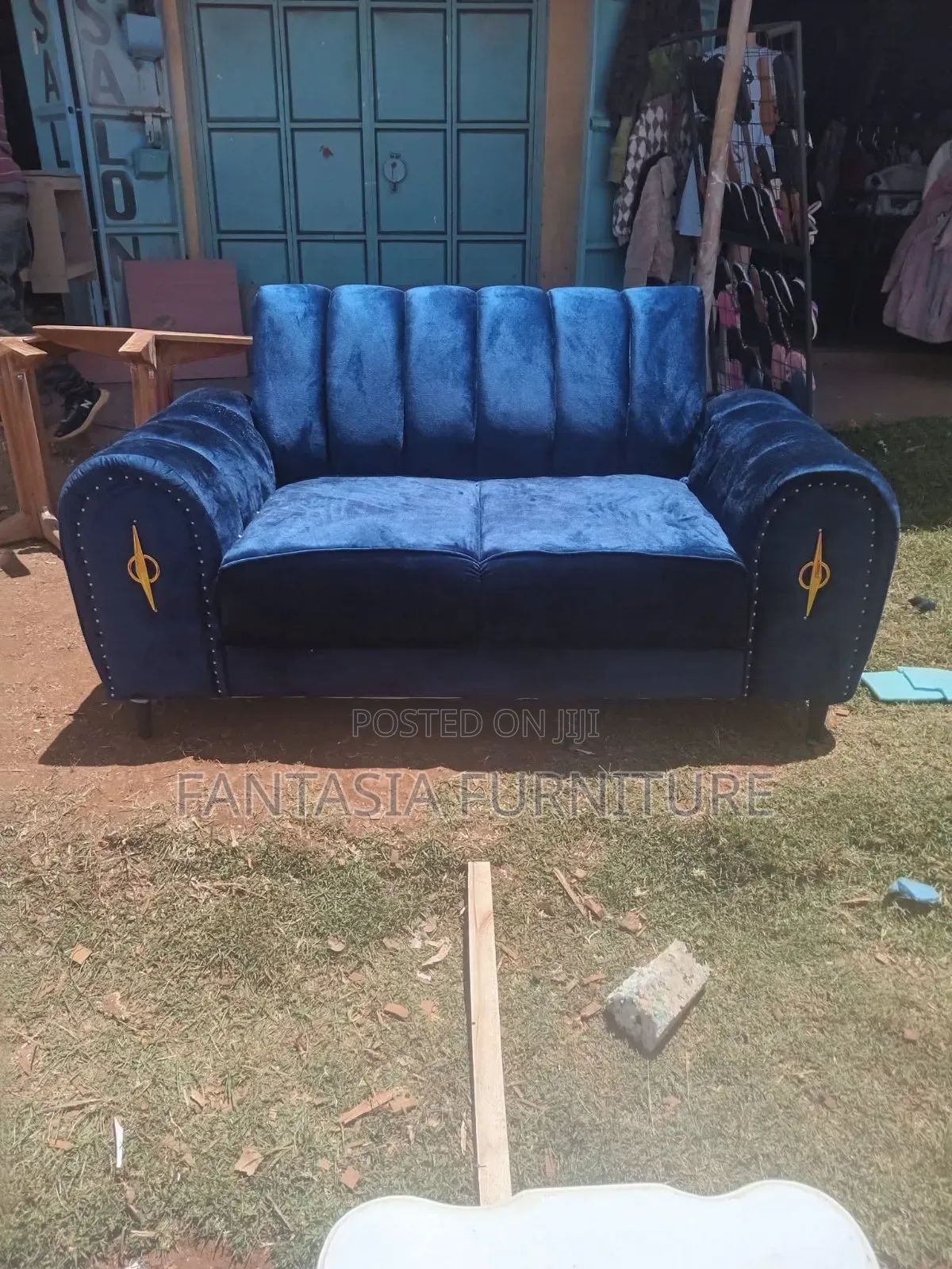 3 Seater Blue Sofa