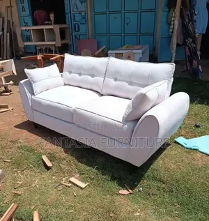 Spring Cushions 3 Seater White Sofa