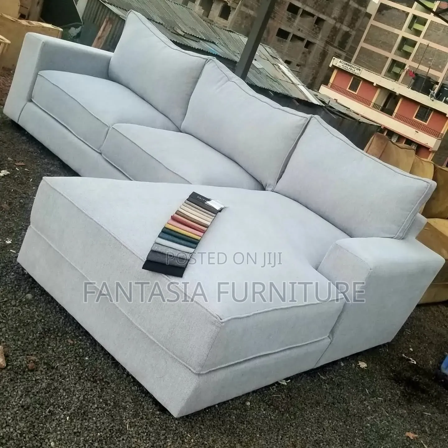 5 Seater Light Grey Corner Seat