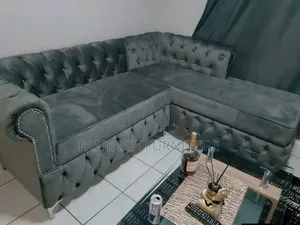 7 Seater Grey Chesterfield Corner/L-Shaped Sofa